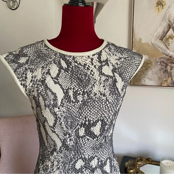 YIGAL AZROUEL CREAM BLACK ANIMAL PRINT MINI DRESS - Picture 7 of 15